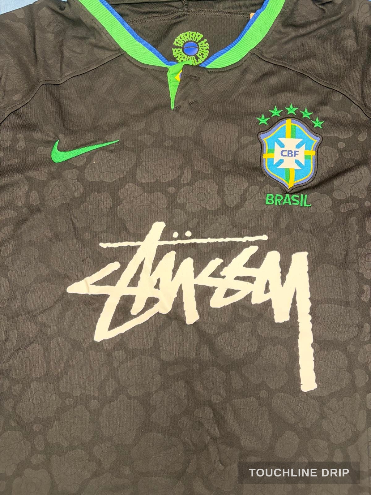 patch closeup product image of Nike x Stussy Brazil Black Leopard Concept Jersey