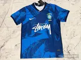Front product image of Nike x Stussy Brazil Mid Blue Leaf Print Concept Jersey
