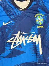 Back product image of Nike x Stussy Brazil Mid Blue Leaf Print Concept Jersey