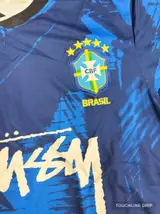 Detail product image 3 of Nike x Stussy Brazil Mid Blue Leaf Print Concept Jersey