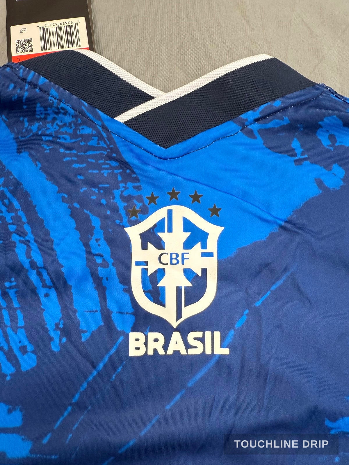 collar product image of Nike x Stussy Brazil Mid Blue Leaf Print Concept Jersey