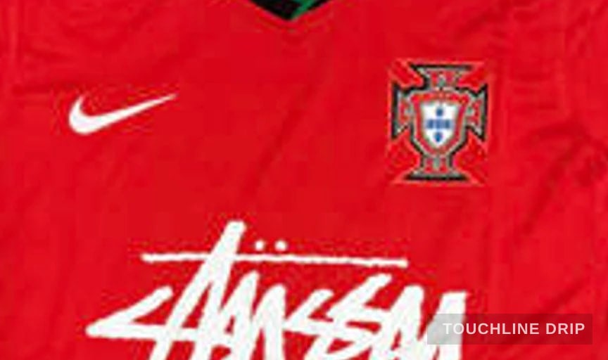 logo closeup detail image of Nike x Stussy Portugal Kit