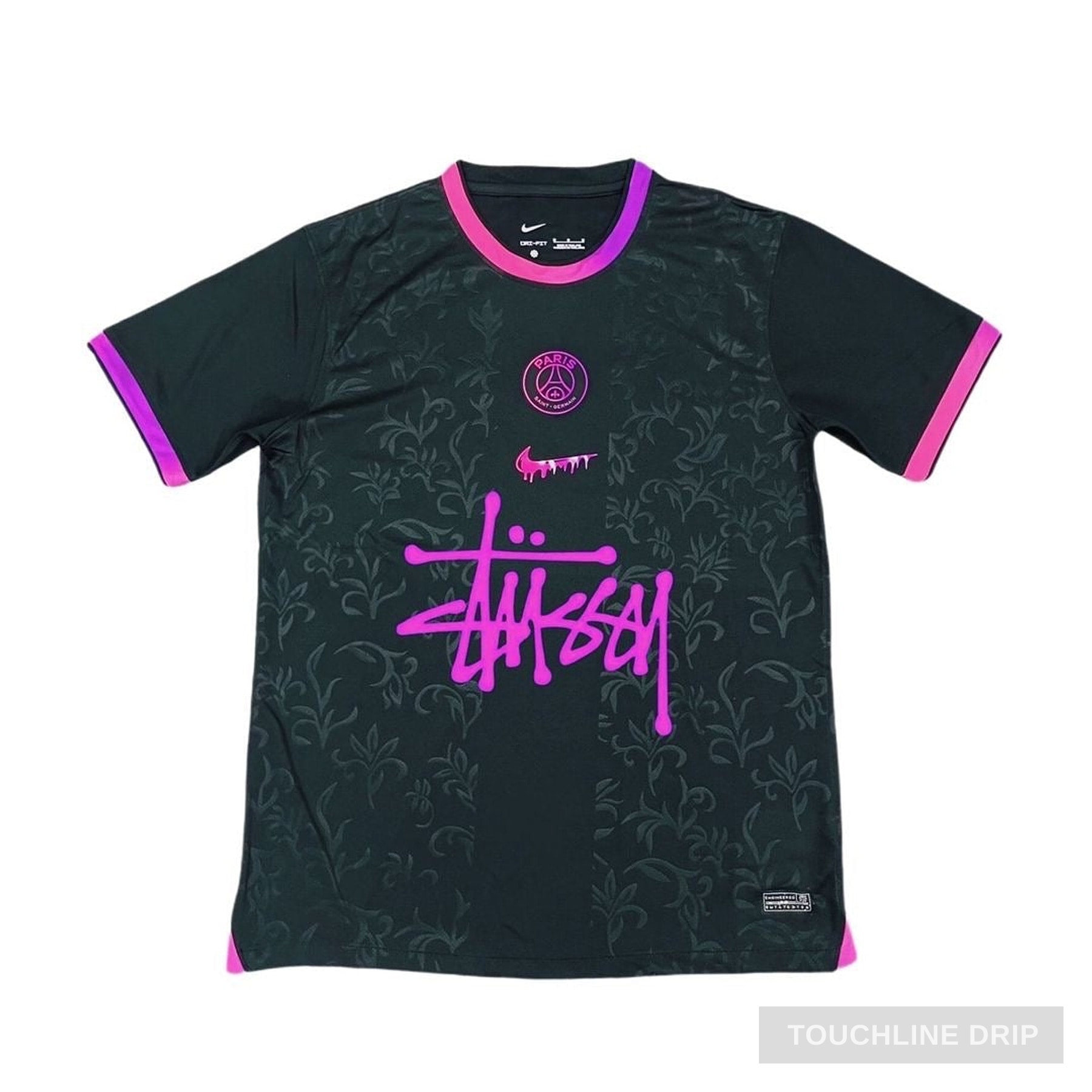 Front product image of Nike x Stussy PSG GTO Black and Pink Jersey