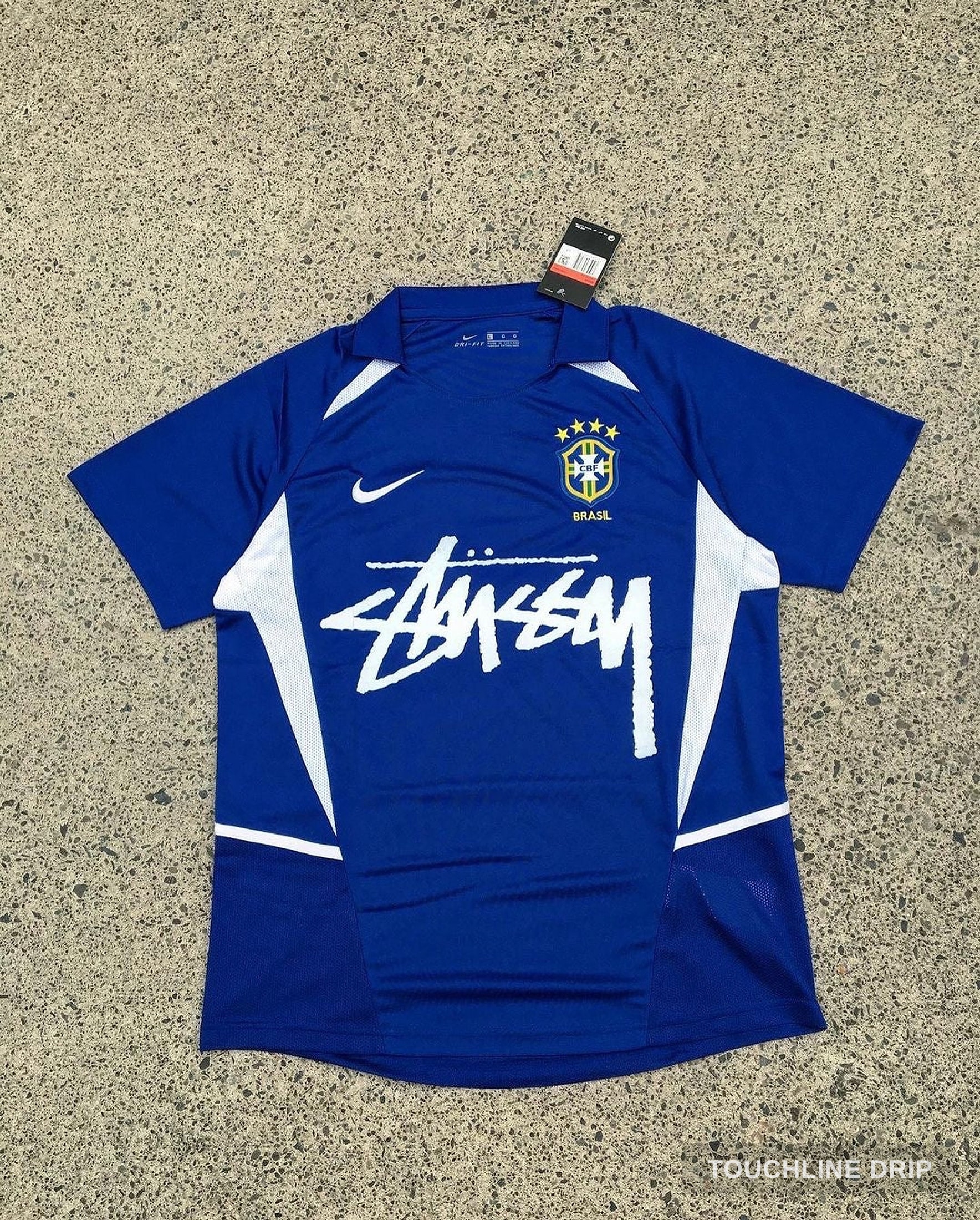Front product image of Nike x Stussy x Brazil Blue 2002 Inspired Special Edition Jersey