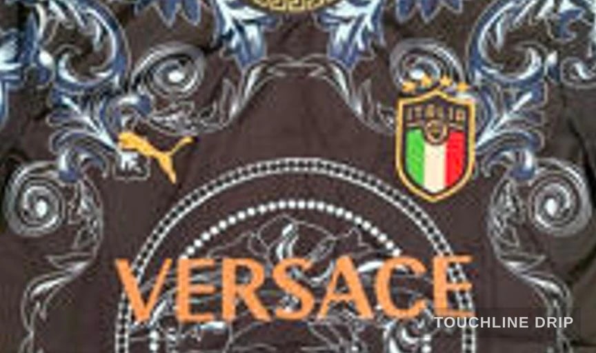 logo closeup detail image of Puma x Versace Special Edition Italia Jersey