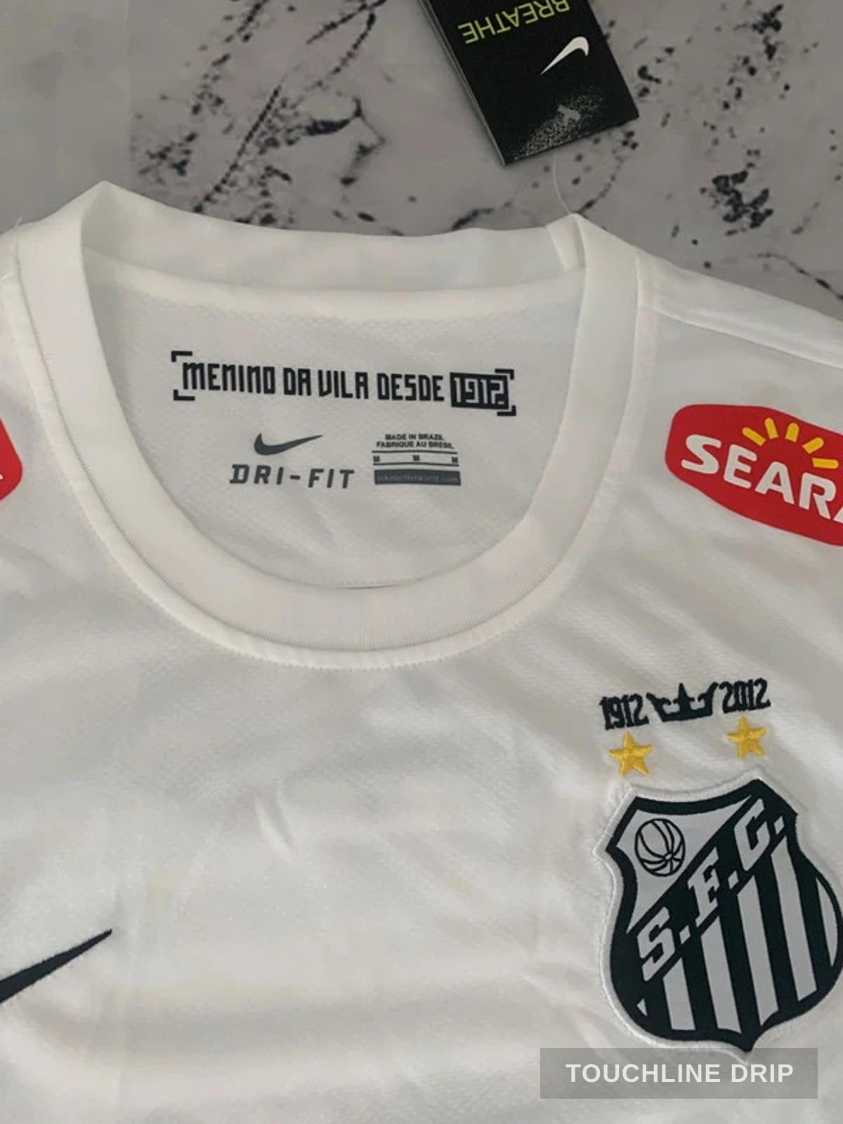 logo closeup product image of Santos 2012/13 Home Neymar Jr #11 Jersey White