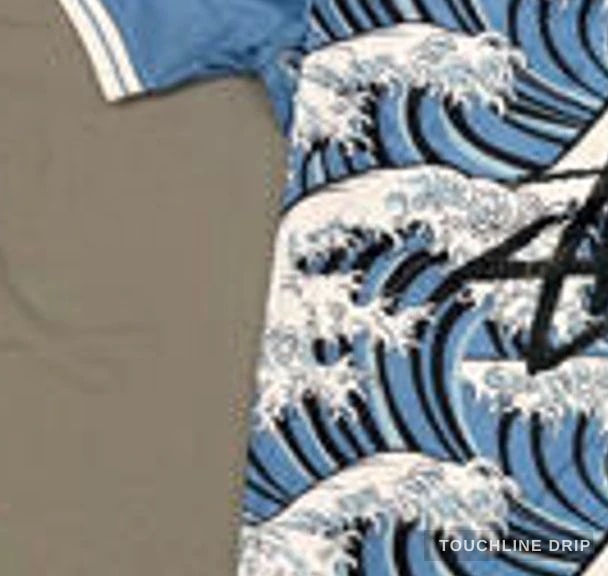sleeve detail image of JAPAN x Stussy "kanagawa" BLUE JERSEY