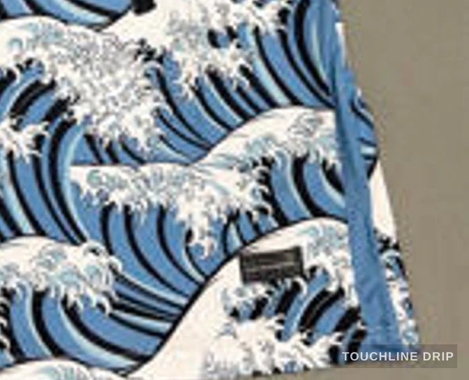 patch closeup detail image of JAPAN x Stussy "kanagawa" BLUE JERSEY