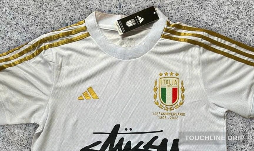logo closeup detail image of Stussy x Italy 125th Anniversary Jersey