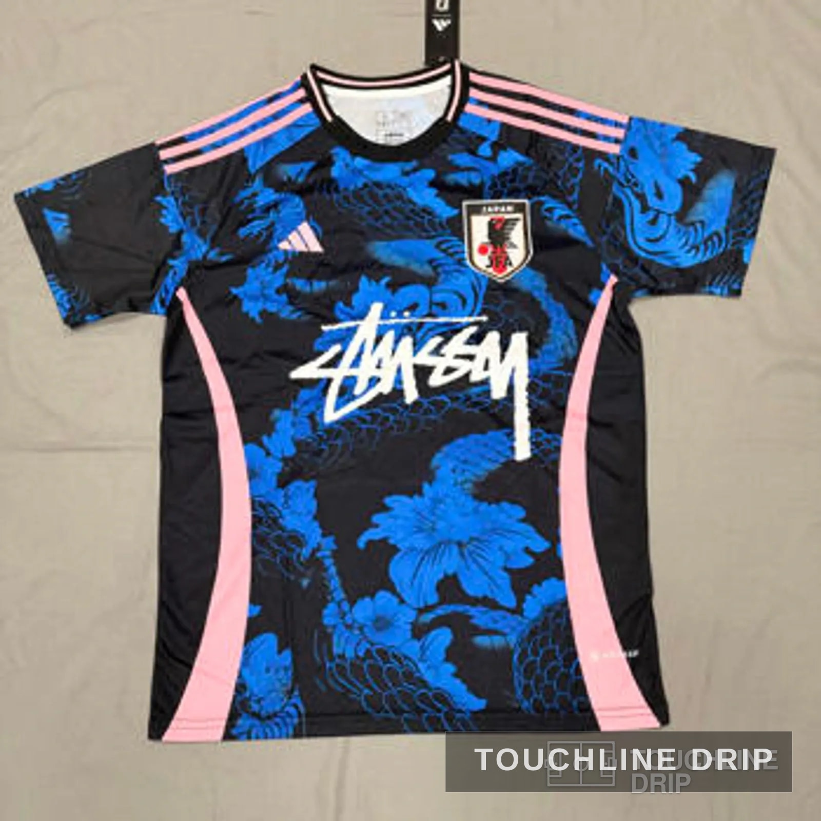 Front product image of Stussy x Japan Mystic Blue-pink Dragon Jersey - Size