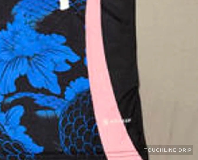 patch closeup detail image of Stussy x Japan Mystic Blue-pink Dragon Jersey