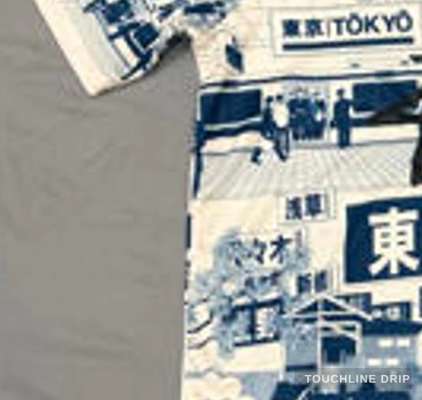 sleeve detail image of Stussy x Japan "tokyo Streetscape" Concept Jersey – Cream/blue