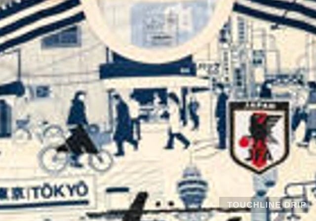 collar detail image of Stussy x Japan "tokyo Streetscape" Concept Jersey – Cream/blue