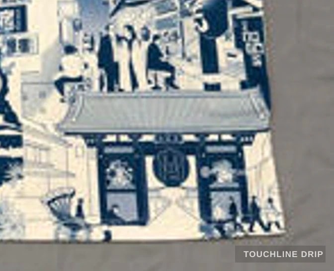 patch closeup detail image of Stussy x Japan "tokyo Streetscape" Concept Jersey – Cream/blue