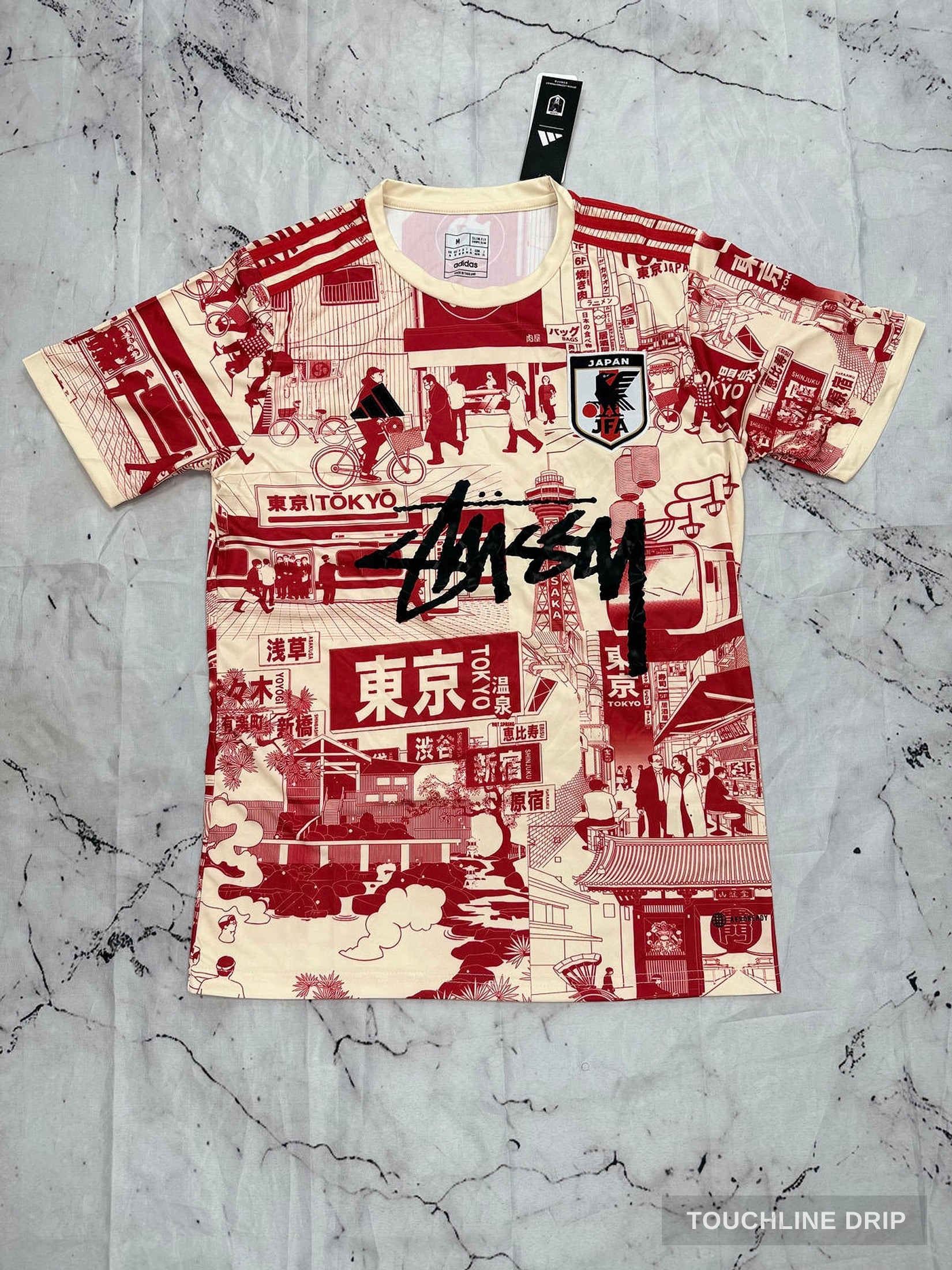Front product image of Stussy x Japan "tokyo Streetscape" Concept Jersey – Red