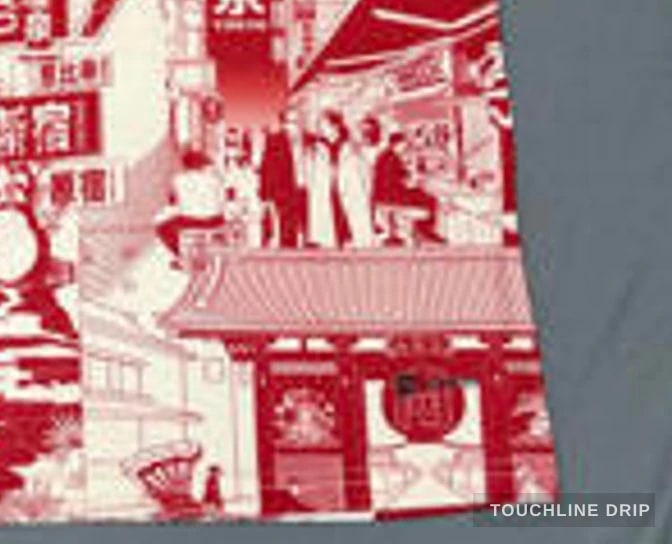 patch closeup detail image of Stussy x Japan "tokyo Streetscape" Concept Jersey – Red