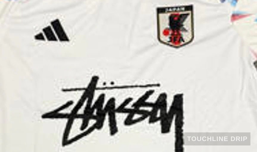 logo closeup detail image of Stussy x Japan White Sakura Jersey
