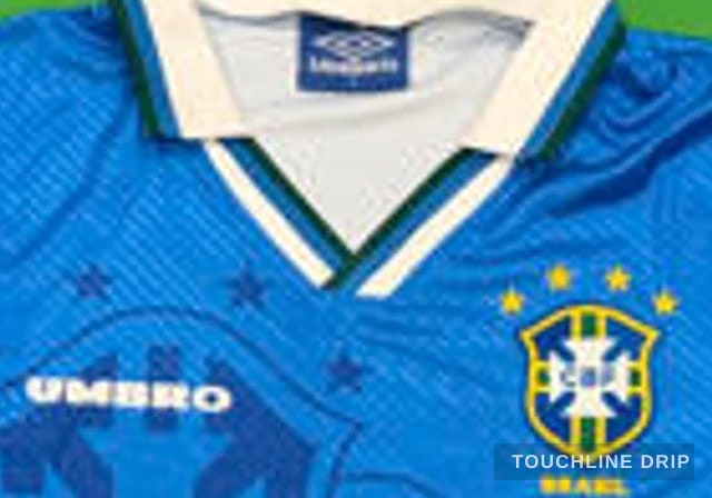 collar detail image of Stussy x Umbro 96 Blue Away Jersey