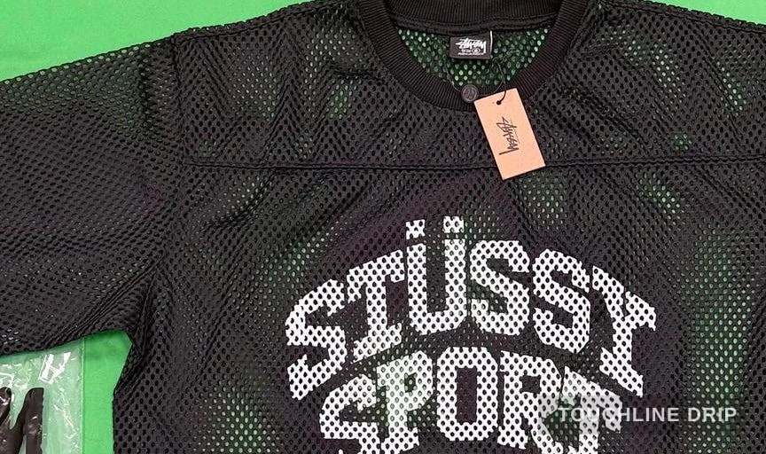 logo closeup detail image of Stussy Sport Mesh Jersey - Black