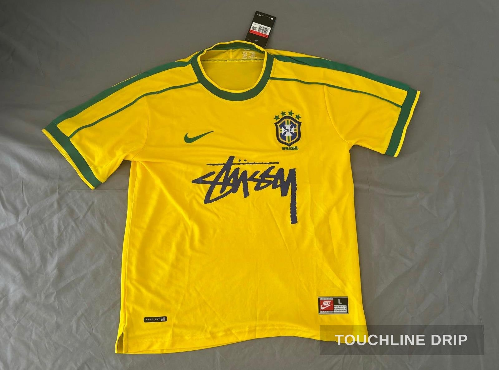 Front product image of Nike x Stussy Brazil Yellow 1998 Inspired Special Edition Concept Jersey