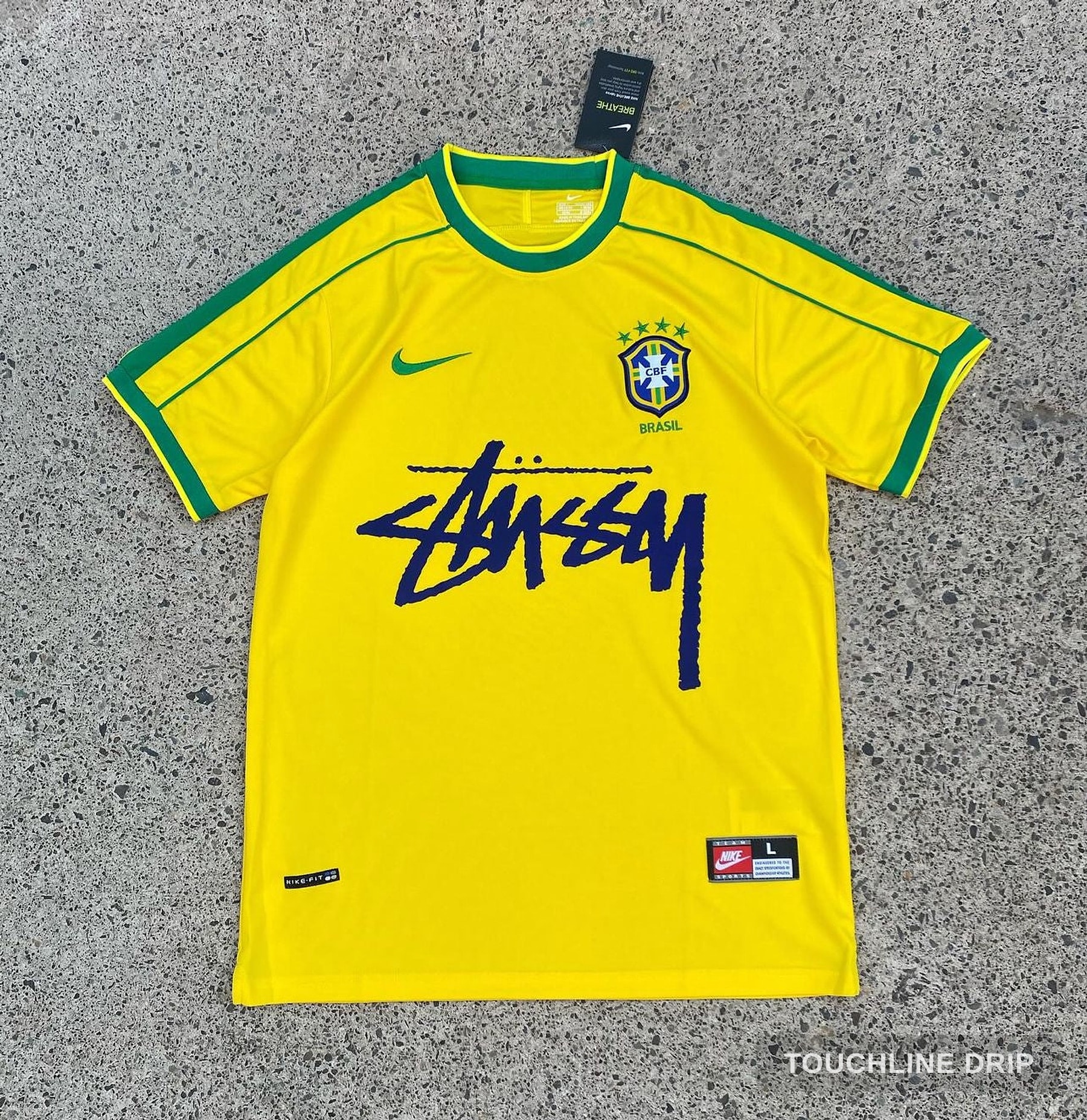 Front product image of Nike x Stussy Brazil Yellow 1998 Inspired Special Edition Concept Jersey