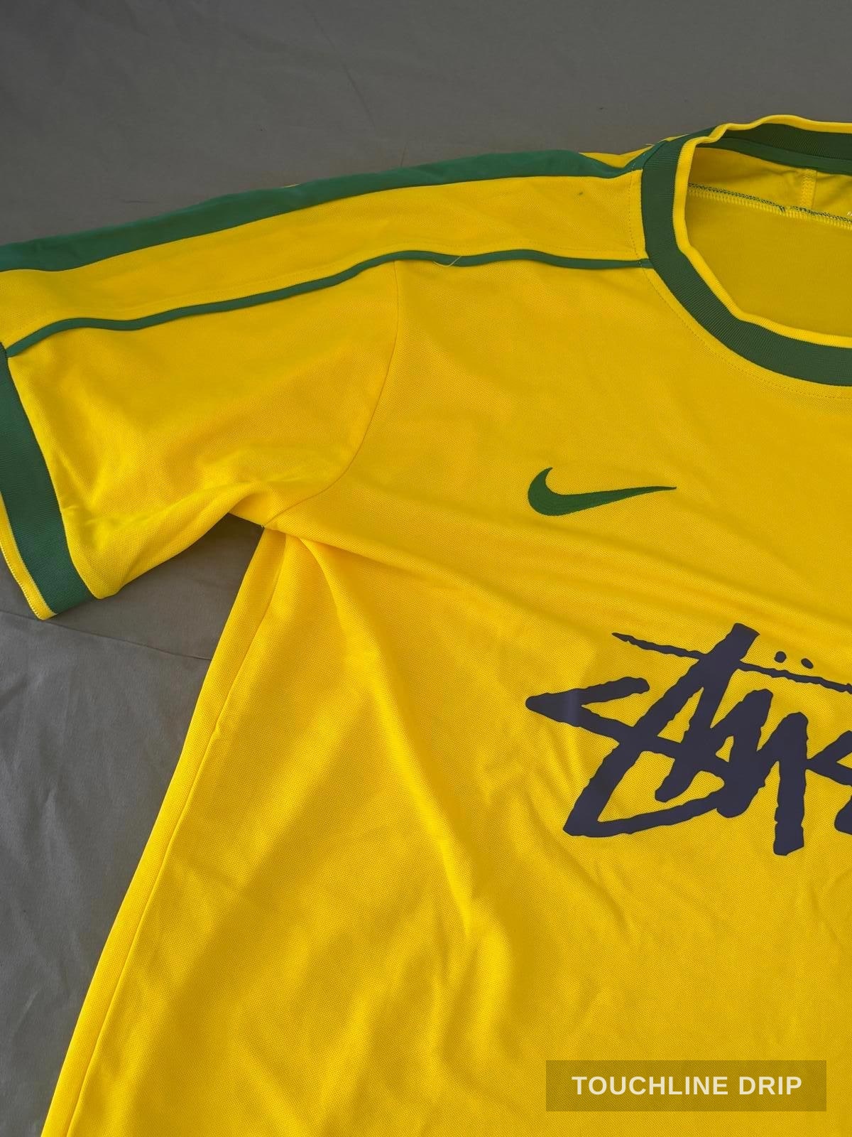 patch closeup product image of Nike x Stussy Brazil Yellow 1998 Inspired Special Edition Concept Jersey