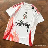 Front product image of Y-3 x Stussy x Japan "rising Phoenix" Limited Edition Jersey - White/red Flame